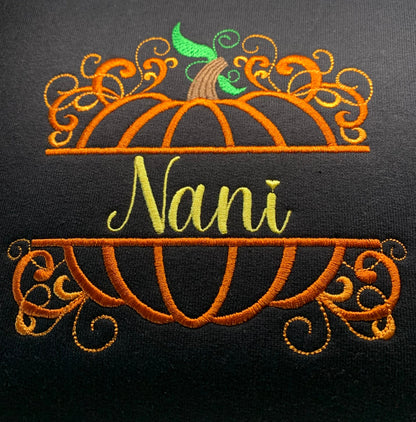 Halloween Pumpkin Personalized Black Sweatshirt, Embroidered