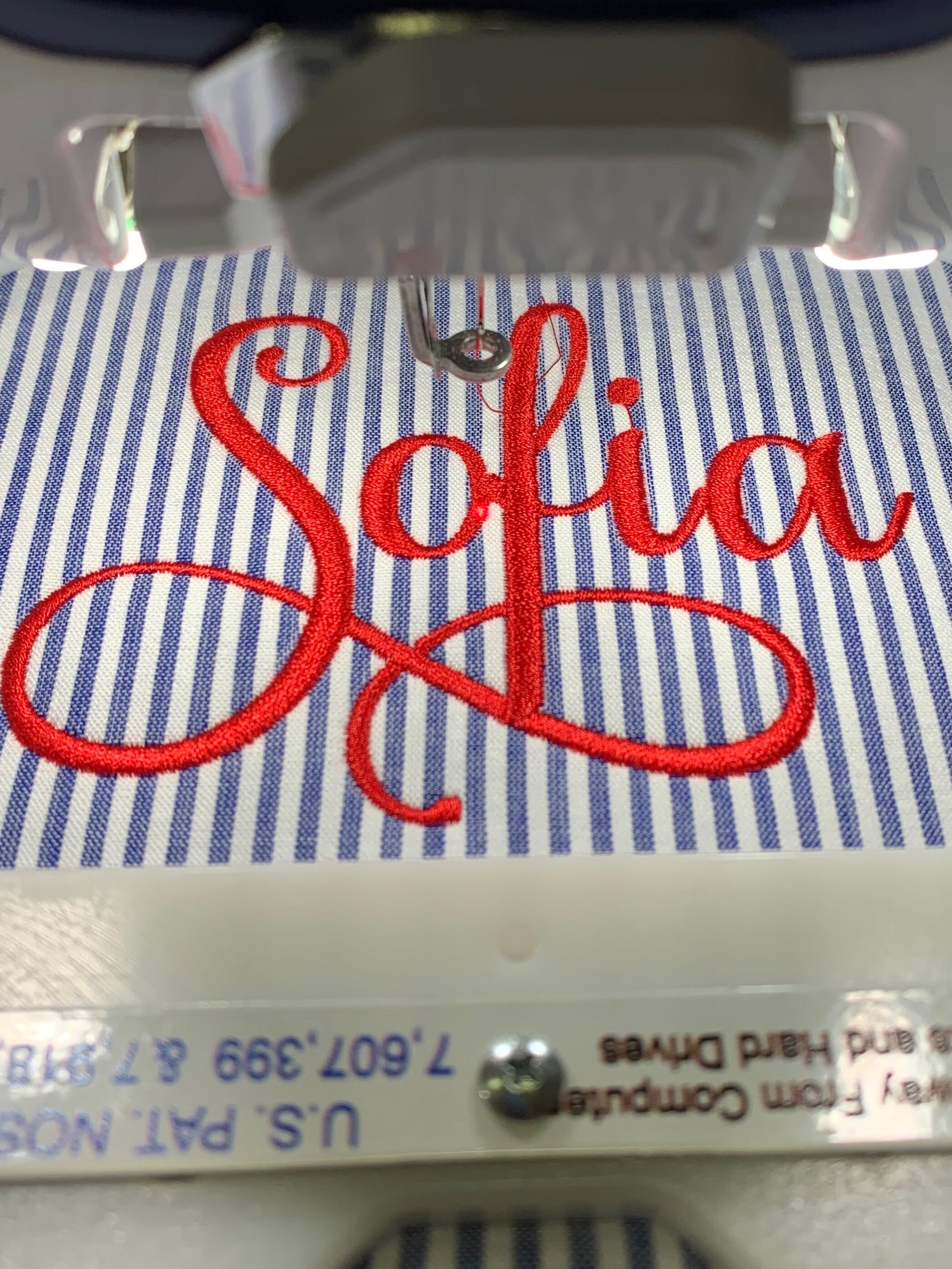 Blue Make Up Cosmetic Toiletry Bag, Pin Stripes, Seer Sucker Cotton, Personalized Gift, Embroidered Gift, Bridesmaid Gift,