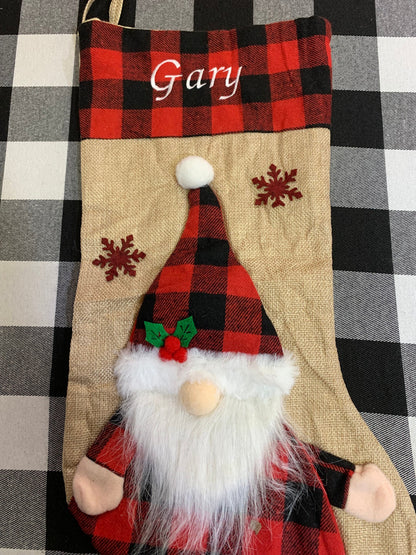 Personalized Christmas Stocking, Gnome, Santa Claus, Snowman