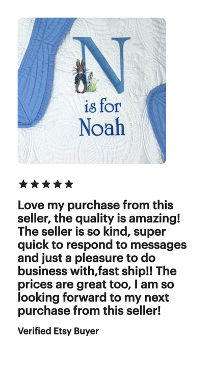 Bunny Baby Boy Quilt, Personalized, Baby Blanket, Blue Quilt, New Baby Gift, Embroidered Name, Custom Baby Quilt, Baby's Name