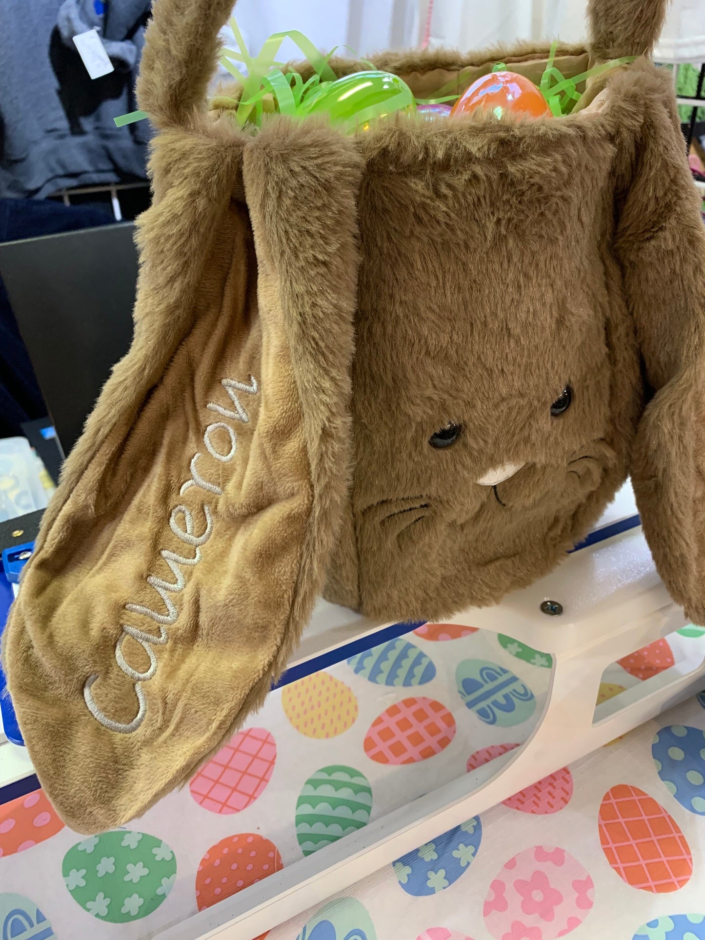 Easter Bunny Basket with name, Custom Personalization, Plush Bunny, Easter Basket Gift, Child’s name