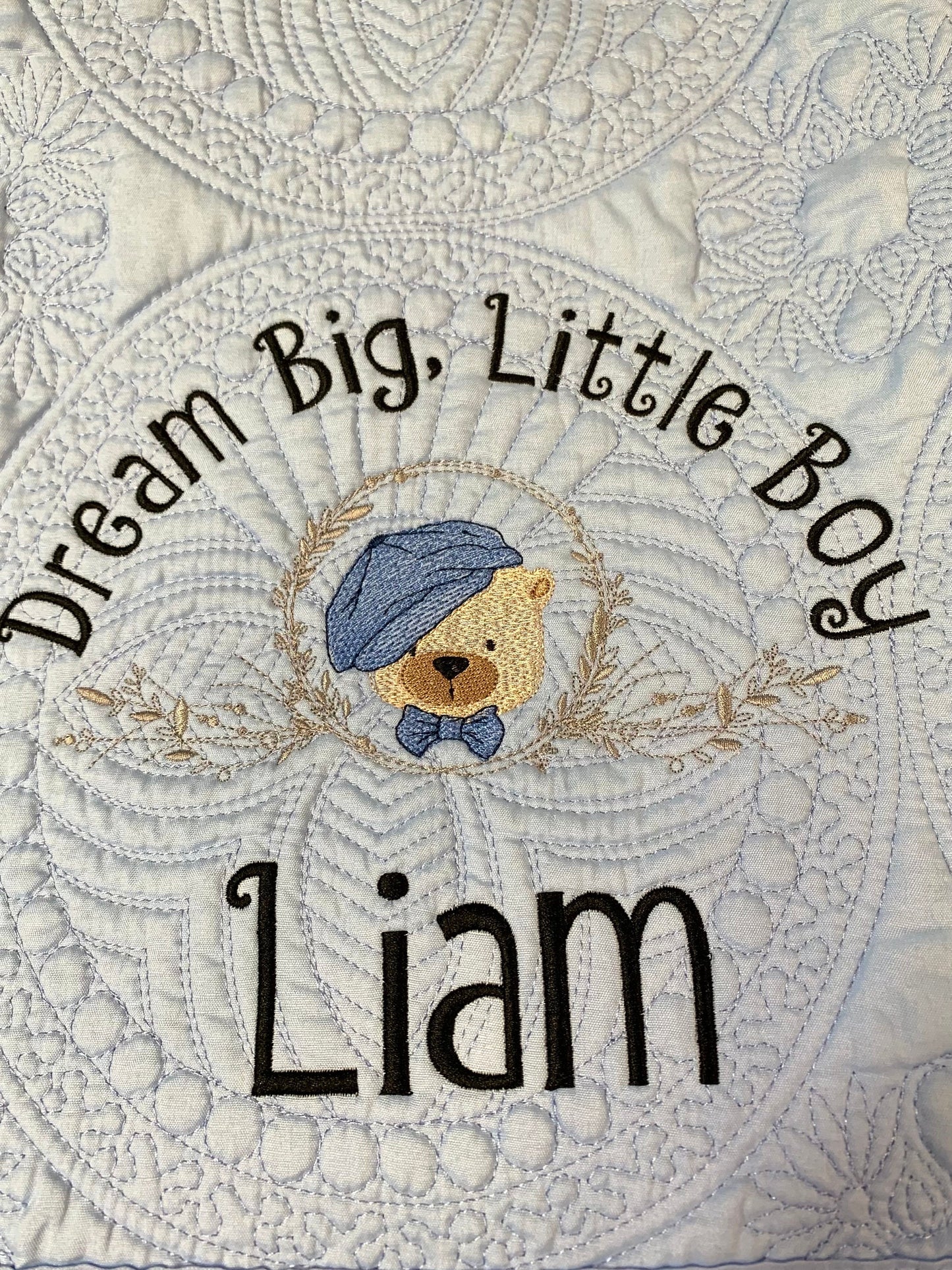 Baby Boy Bear Quilt, Personalized, Baby Blanket, Blue Quilt, New Baby Gift, Embroidered Name, Custom Baby Quilt, Baby's Name