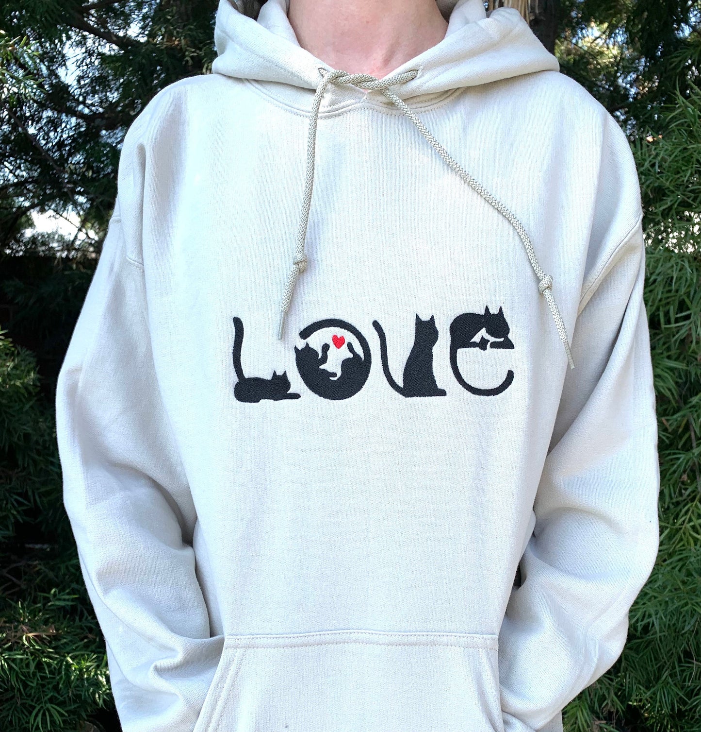 Cat Love Sweatshirt, Woman's Hoodie, Sand, Cat Lover Gift, Valentine’s Day, Heart