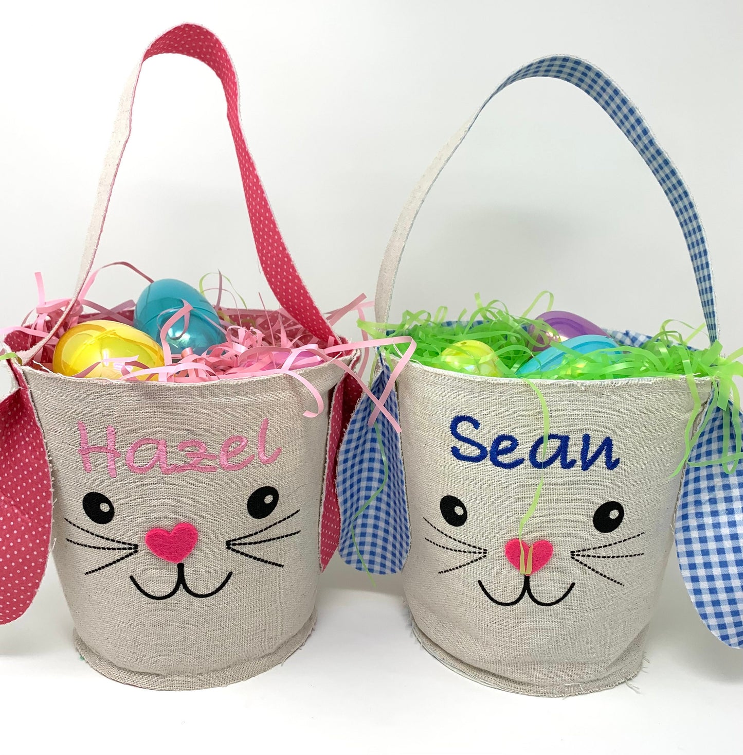 Easter Bunny Basket, Custom Embroidery Personalization, Canvas, Child’s name
