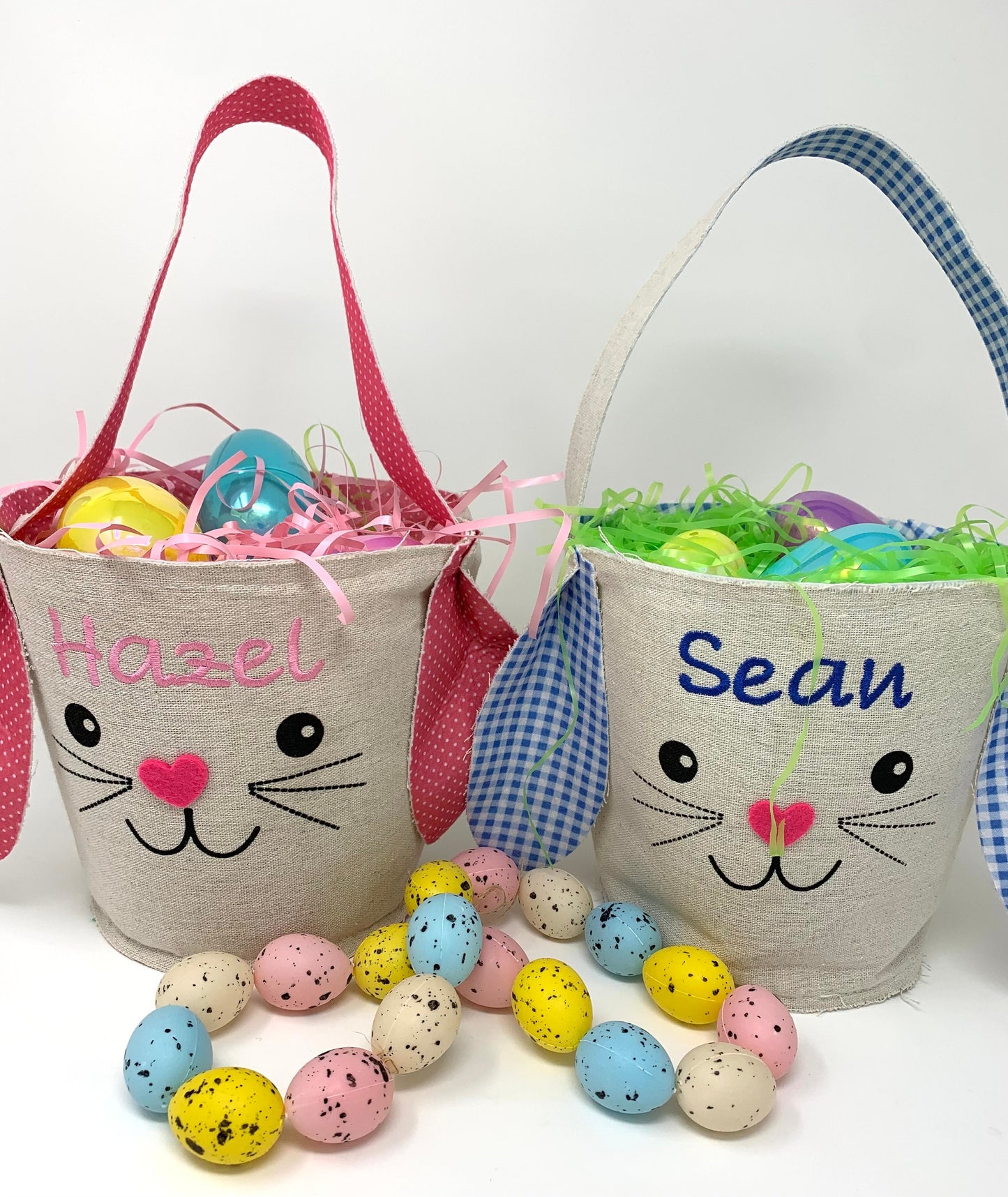Easter Bunny Basket, Custom Embroidery Personalization, Canvas, Child’s name