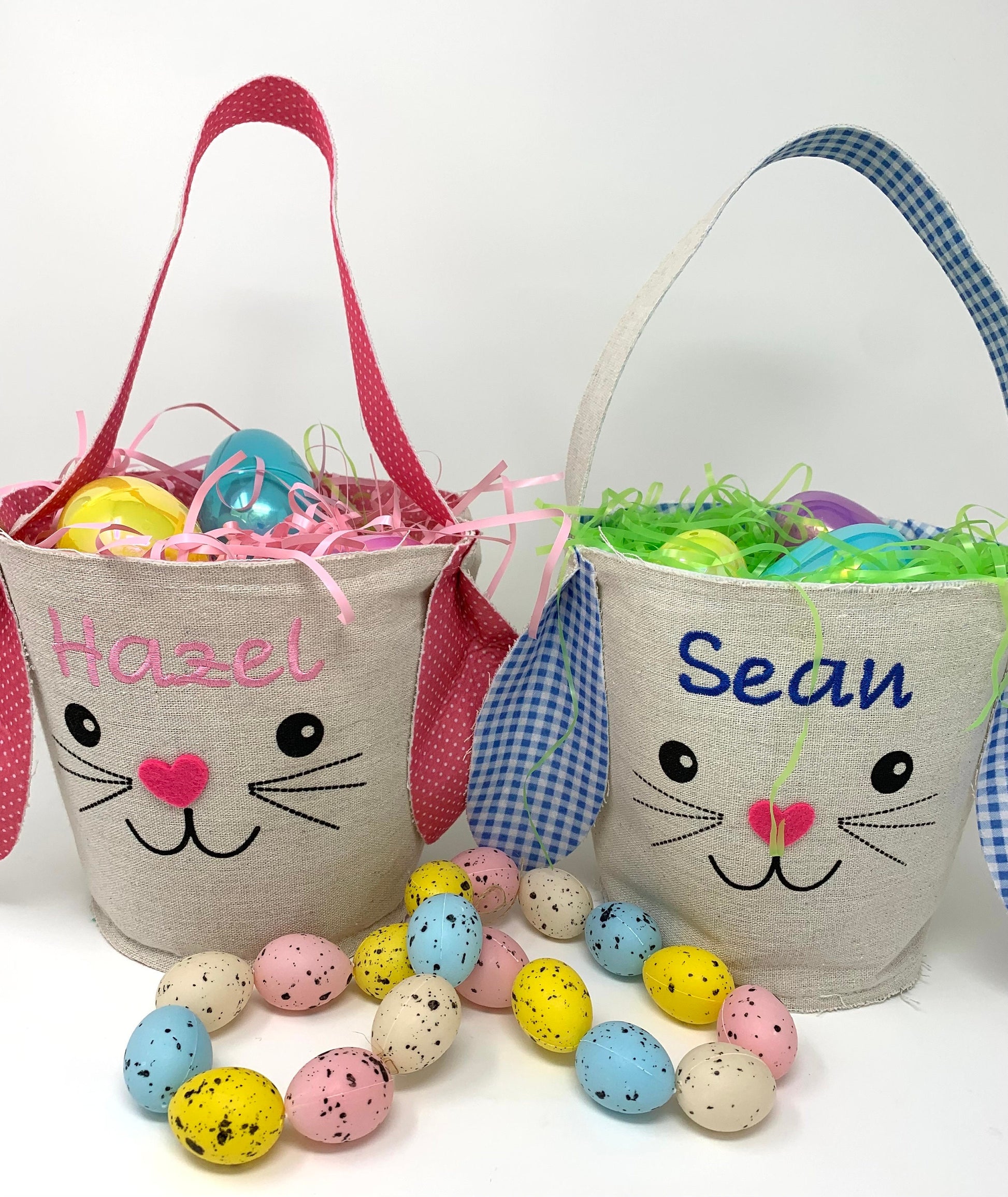 Easter Bunny Basket, Custom Embroidery Personalization, Canvas, Child’s name