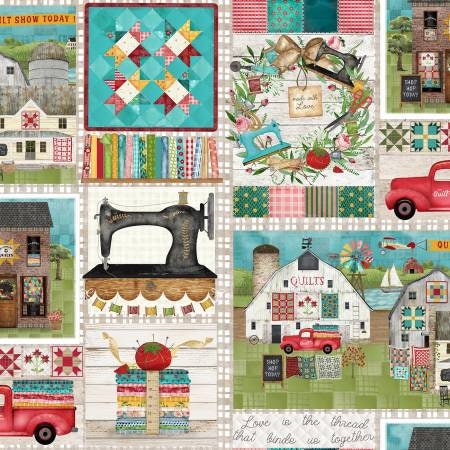 Sewing Fabric, Multi Patchwork, Keepsake Patch yardage, Sewing Machine, Quilts, Barn, 21699-MLT