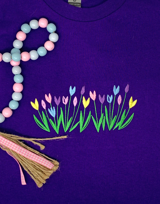 Purple Tulip Spring Flowers Tee Shirt