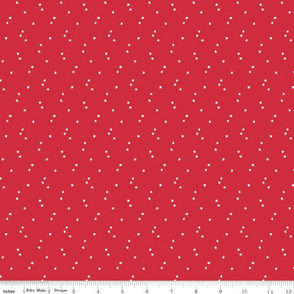 Christmas Red Star Yardage,Seasona; Basics, Riley Blake, Fabric Yardage