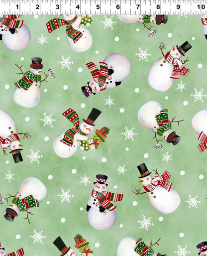 Christmas Fabric Squares Bundle, Charm Pack, Fabric Stacker, Snowman Christmas, Red, Green, Blue, Clothworks, 5 inch squares