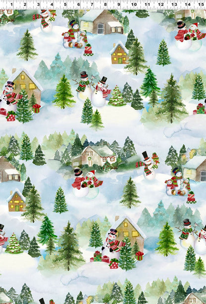 Christmas Fabric Squares Bundle, Charm Pack, Fabric Stacker, Snowman Christmas, Red, Green, Blue, Clothworks, 5 inch squares