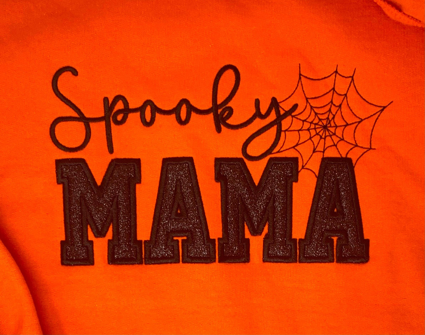 Halloween Spooky Mama Orange Crew Neck Sweat Shirt- Free Shipping
