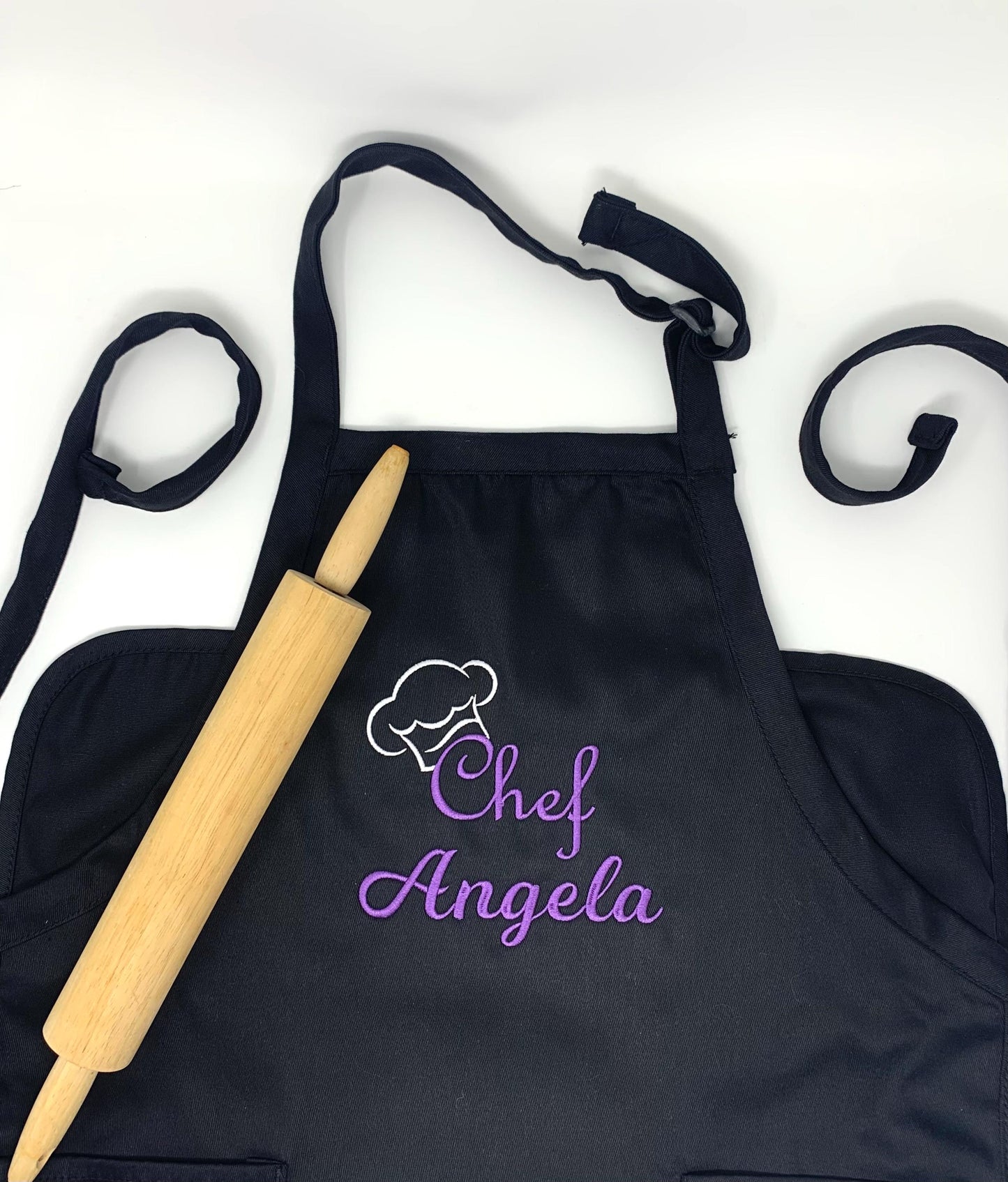 Chef Cook Apron, Black Apron, Embroidered, Personalized Gift