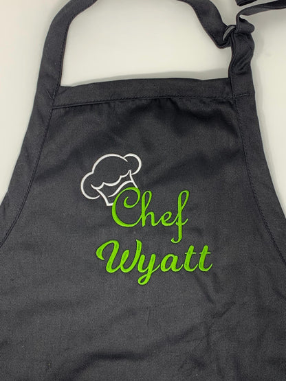 Chef Cook Apron, Black Apron, Embroidered, Personalized Gift