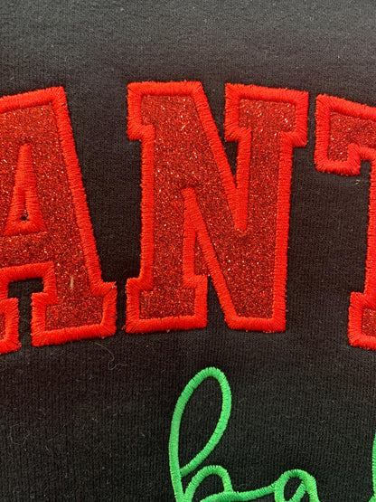 Christmas Santa Baby, Black, Red Glitter, Crew Neck Sweat Shirt- Free Shipping