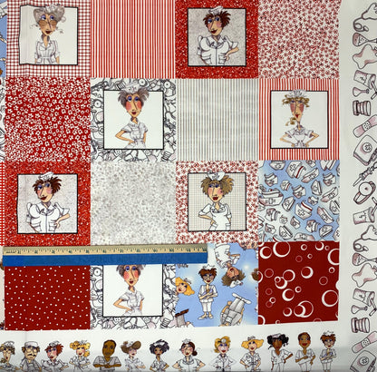 Nurse Fabric Panel, Medley Nifty Nurses Faric Panel, Loralie Designs