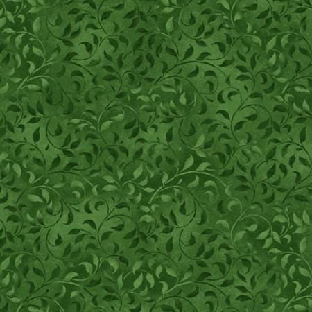 Green fabric yardage, Emerald Green Climbing Vine, Essentials, Wilmington Prints