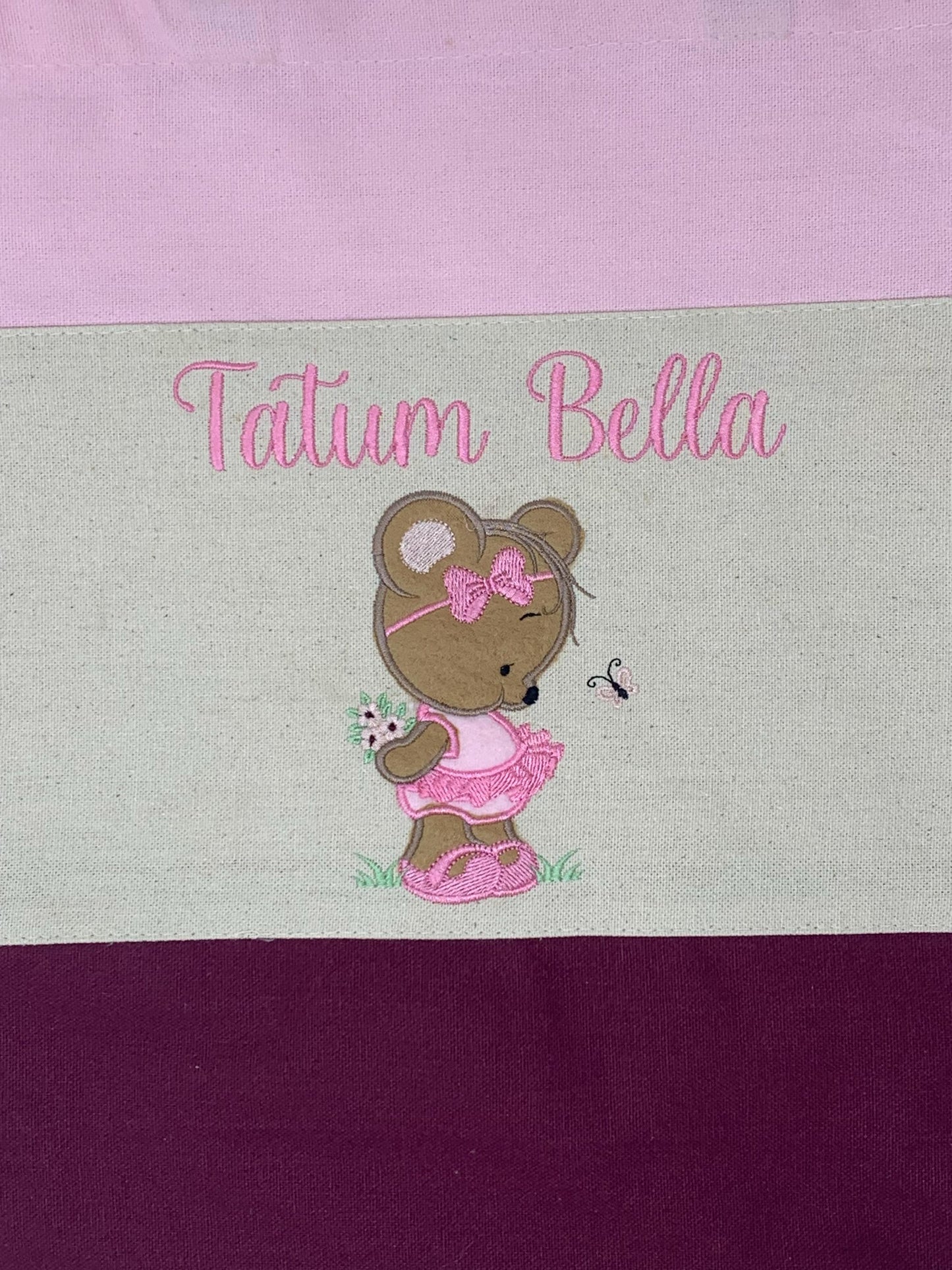 Girl Tote Bag, Ballerina Bear applique, Personalized, Canvas Tote, Baby Bag, Book Bag Tote