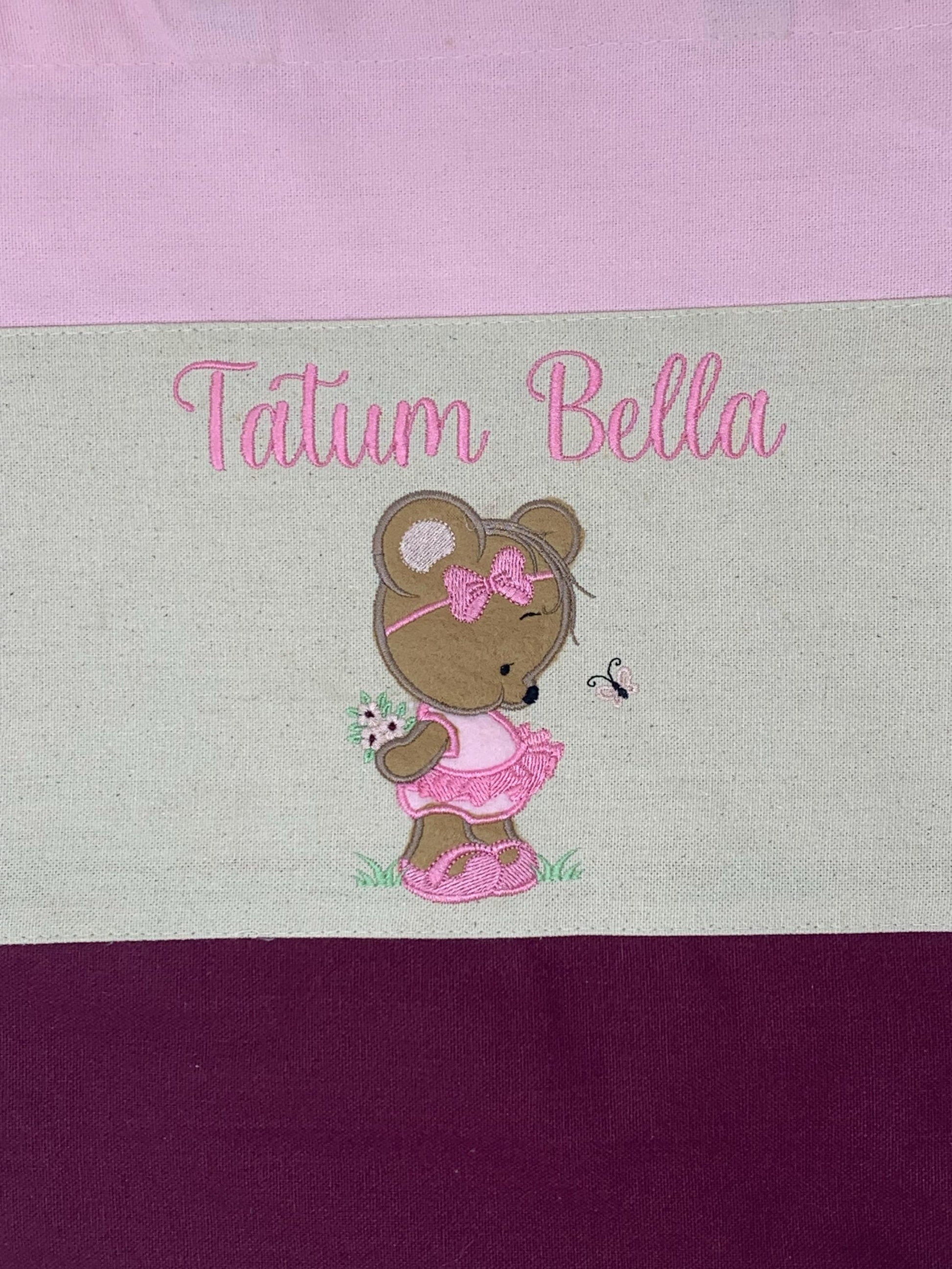 Girl Tote Bag, Ballerina Bear applique, Personalized, Canvas Tote, Baby Bag, Book Bag Tote