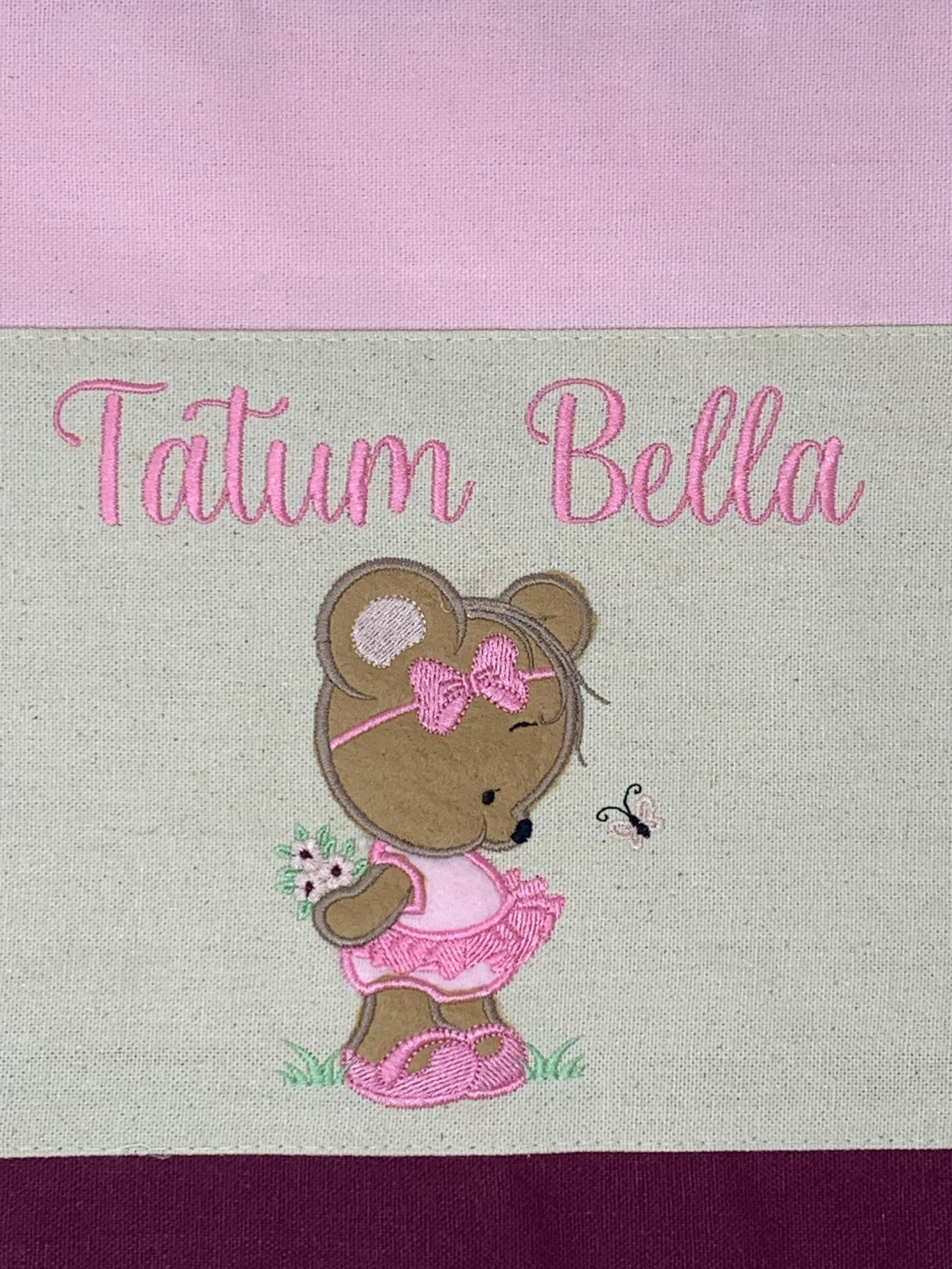 Girl Tote Bag, Ballerina Bear applique, Personalized, Canvas Tote, Baby Bag, Book Bag Tote