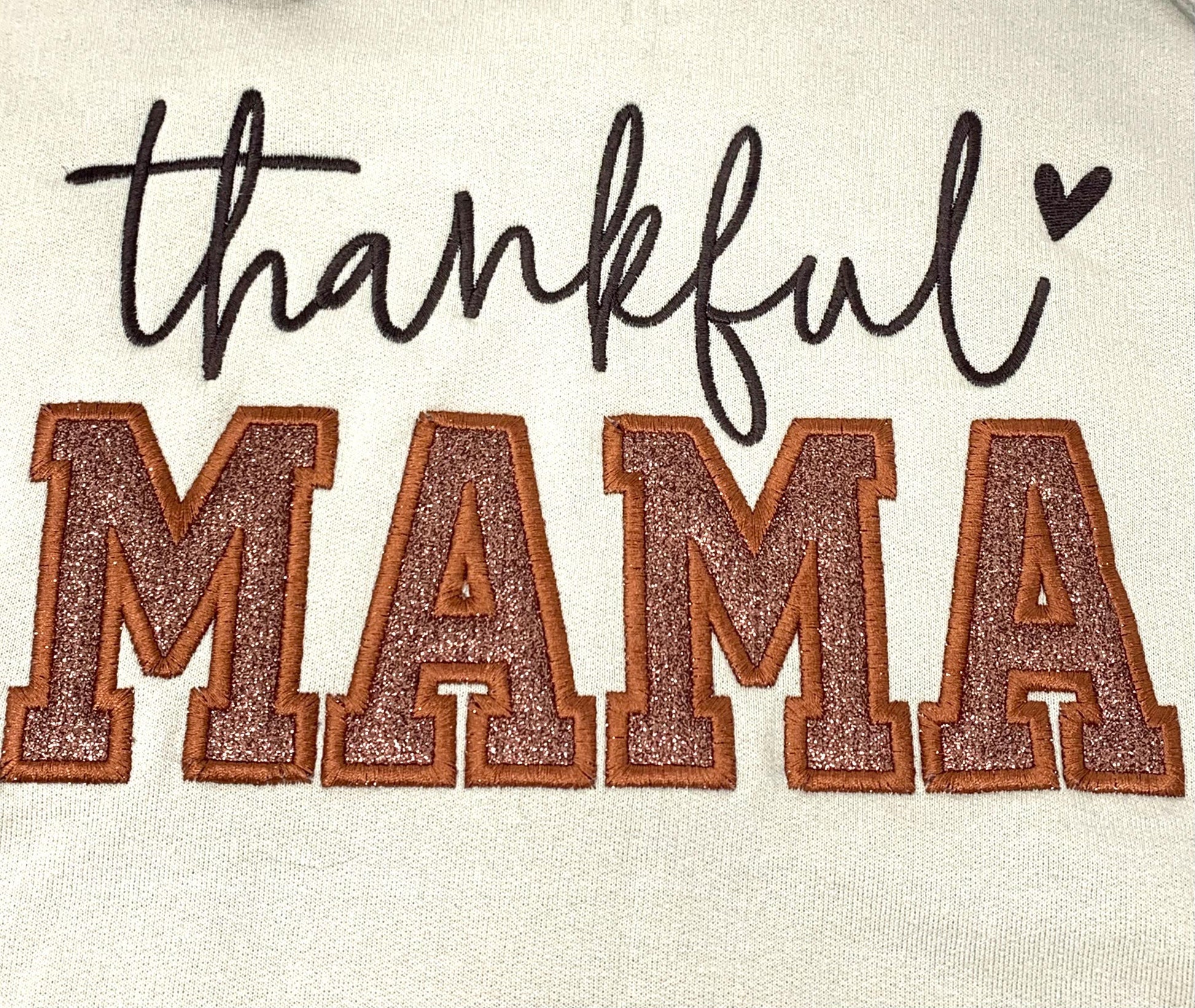Thankful Mama Hoodie Sweatshirt, Woman's Hoodie, Embroidered Sweatshirt, Sweater, Sand, Beige