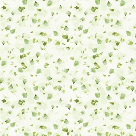 Green Petal Floral Yardage, Light Green Potpourri Petals, Benartex