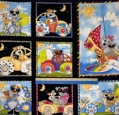 Go Doggie! Fabric Panel, Dog Panel, Loralie Designs