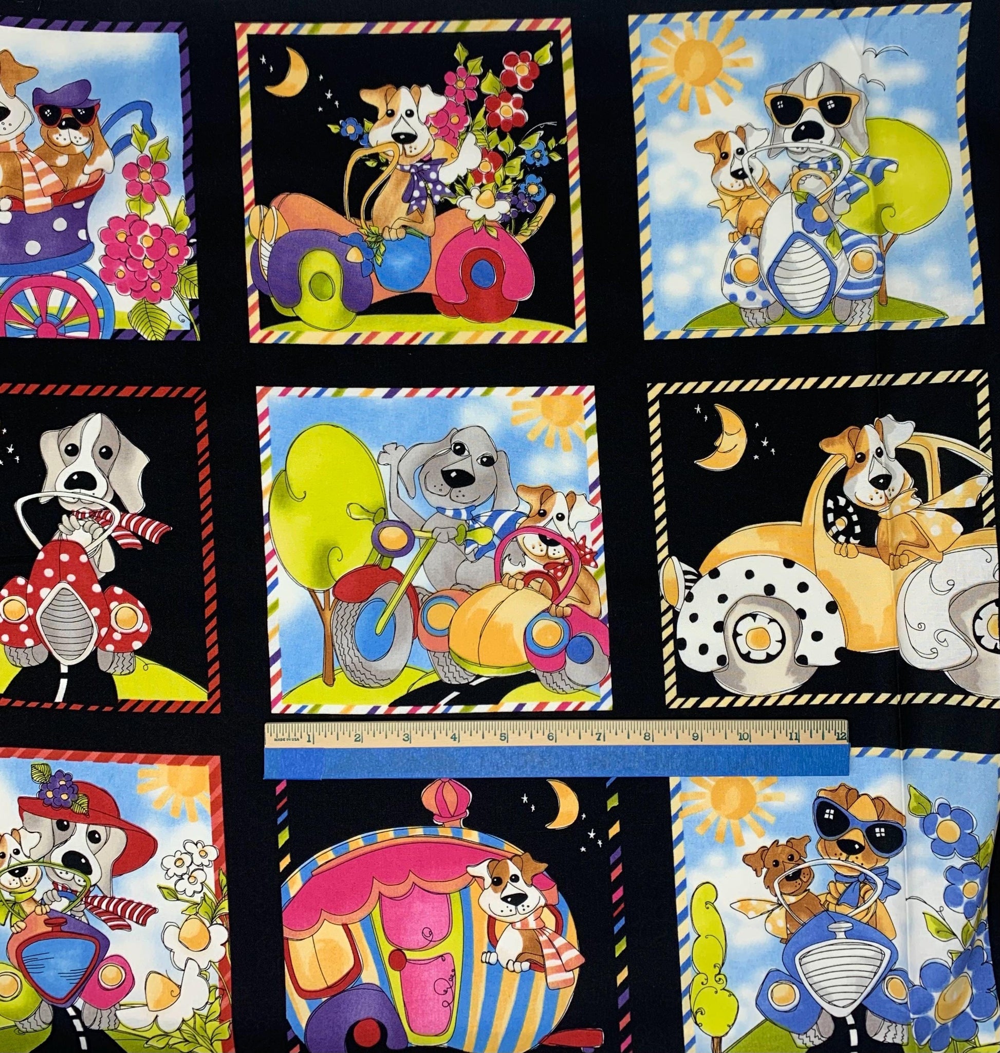 Go Doggie! Fabric Panel, Dog Panel, Loralie Designs