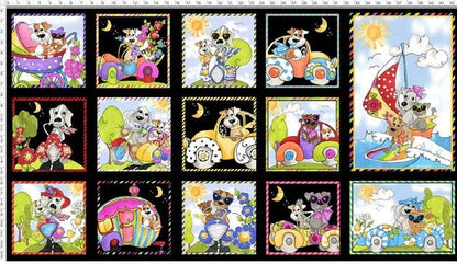 Go Doggie! Fabric Panel, Dog Panel, Loralie Designs