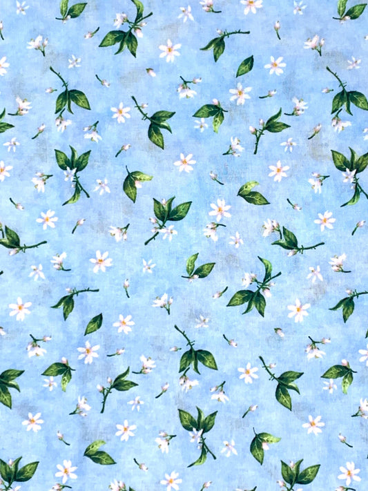 Blue White Floral Toss yardage, Small Blossoms, Flowers, Blooms, Blossoms, Timeless Treasres