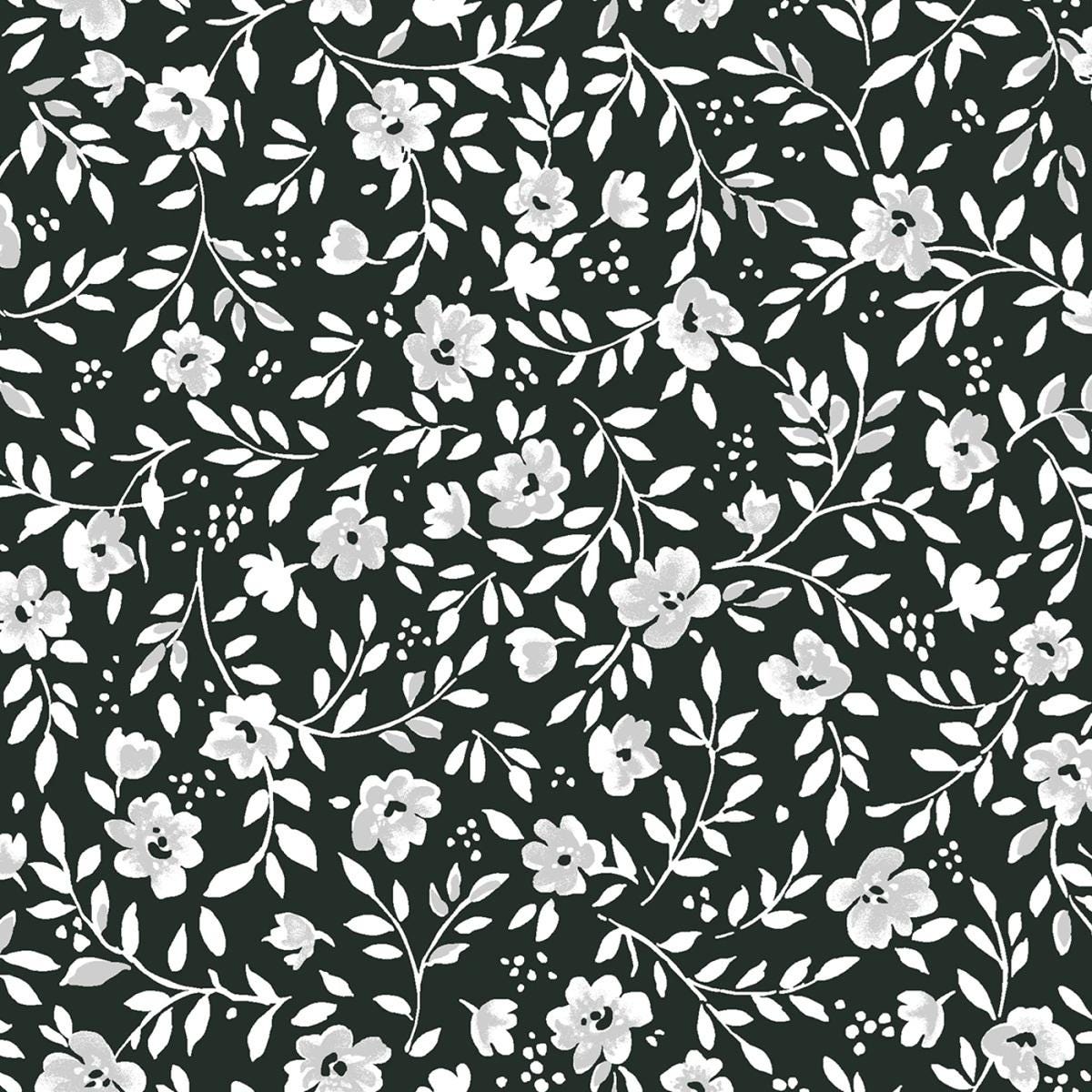 Floral Charm Pack, Garden Picnic, Pink, Green, Black, Maywood Studio, Charm Pack, Pink,