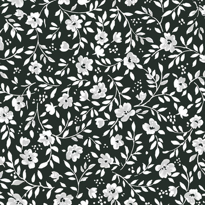 Floral Charm Pack, Garden Picnic, Pink, Green, Black, Maywood Studio, Charm Pack, Pink,