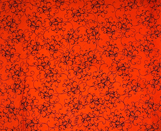 Red Black Elegant Scroll, Loralie Desisgns, Red Cotton Fabric, Yardage, 692482