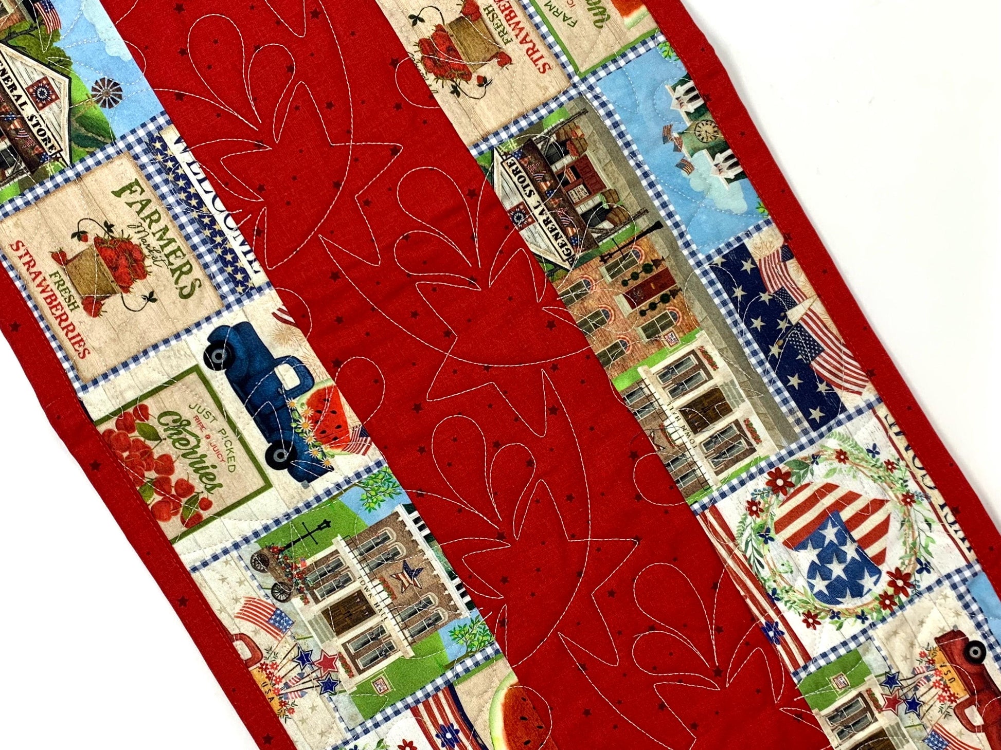 Patriotic Table Runner, Fourth of July, Independence Day, Memorial Day, Red, White, Blue, Table Runner Quilt, Stars, Handmade Quilt