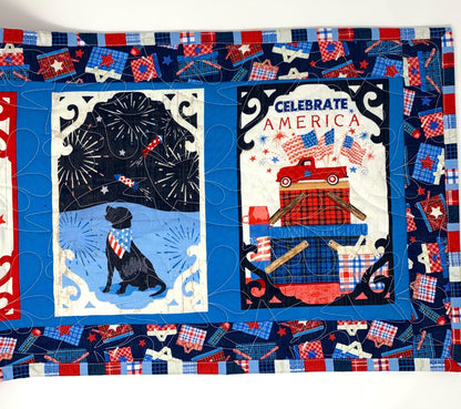 Patriotic Table Runner, Fourth of July, Independence Day, Red, White, Blue, Table Runner Quilt, Stars, Handmade Quilt