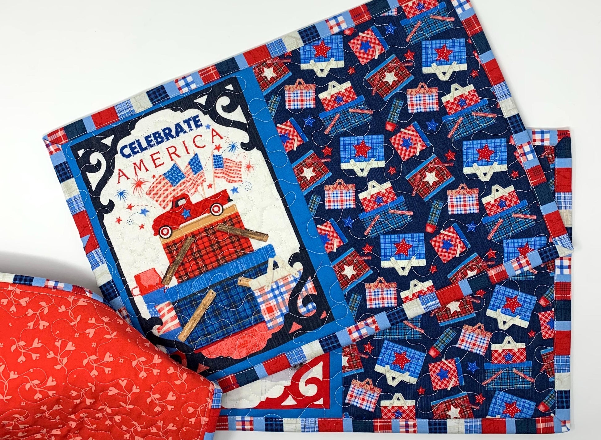 Patriotic Placemat Set, Qulted Place Mats, Independence Day, Fourth of July, Handmade