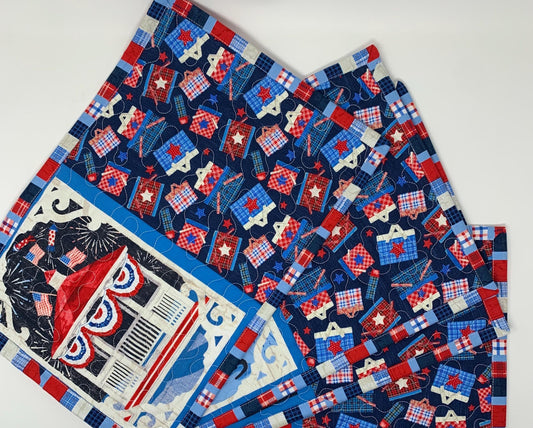 Patriotic Placemat Set, Qulted Place Mats, Independence Day, Fourth of July, Handmade