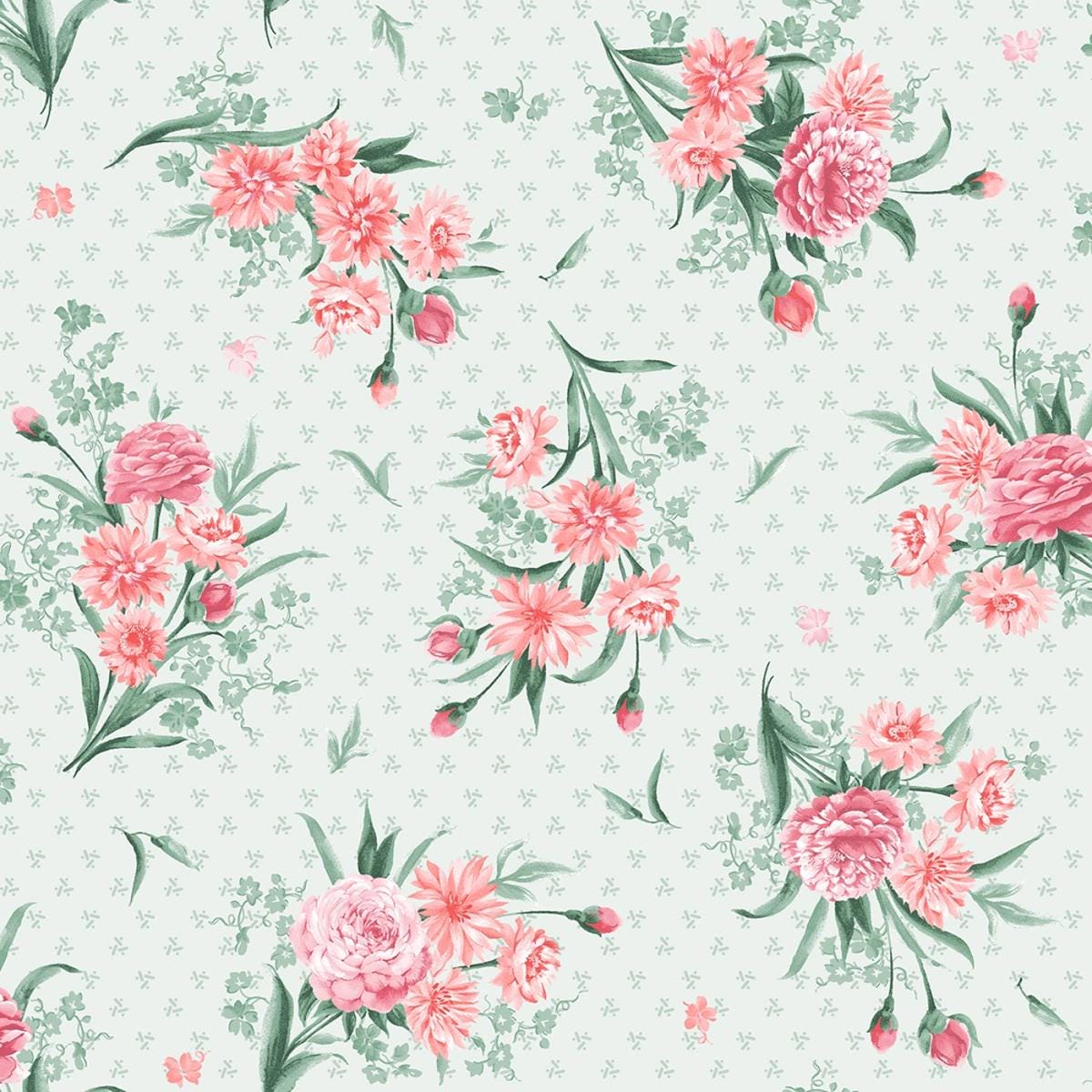 Floral Charm Pack, Garden Picnic, Pink, Green, Black, Maywood Studio, Charm Pack, Pink,