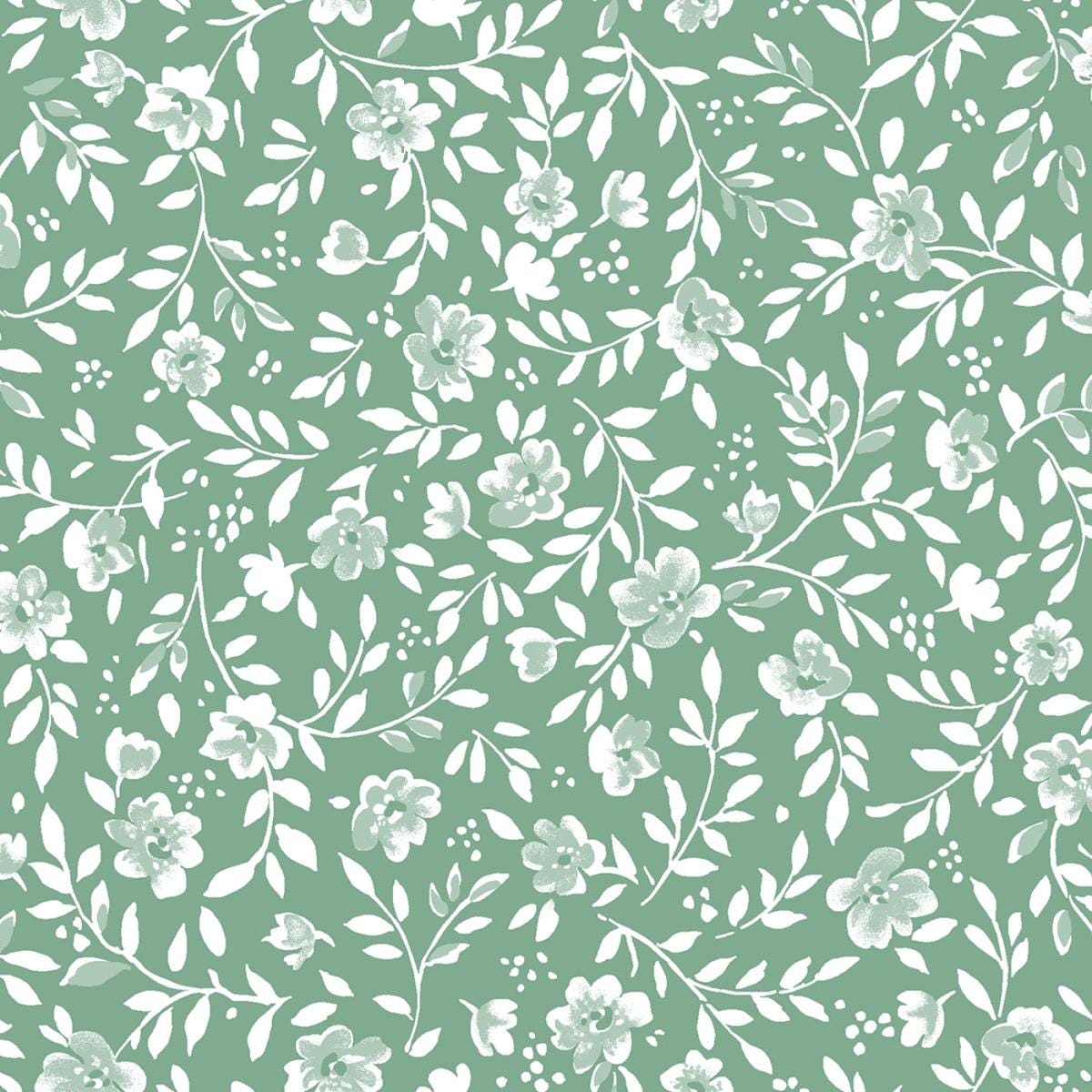 Floral Charm Pack, Garden Picnic, Pink, Green, Black, Maywood Studio, Charm Pack, Pink,