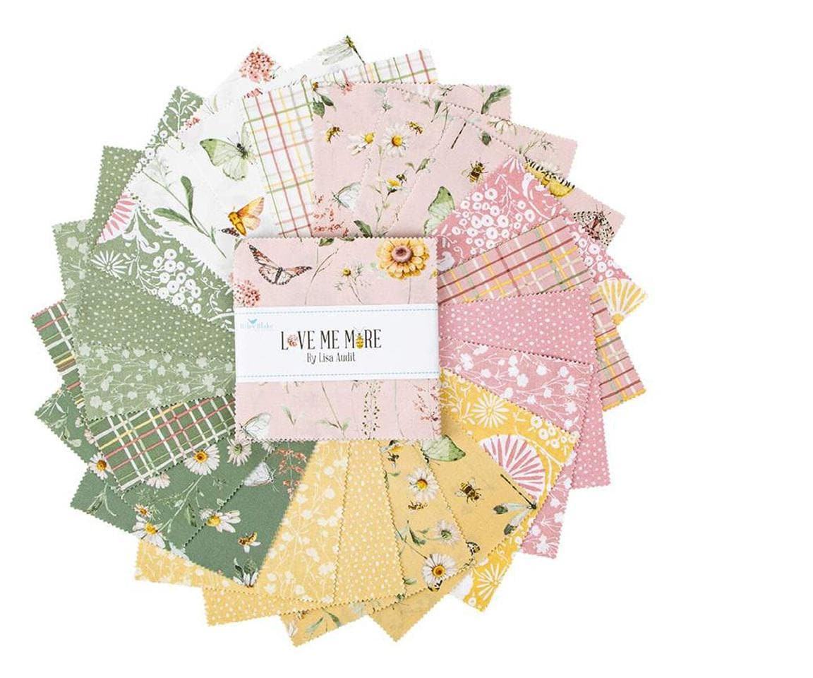 Floral Fabric Squares, 5 inch Stacker, Charm Pack, Love Me More, Riley Blake Designs