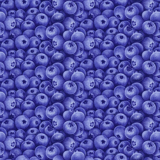 Blue Packed Blueberries Yardage, Henry Glass Studios, Blue, Berrylicious