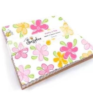Floral Bees Butterflies Charm Pack, Pretty in Pink, Pink, Green, Black, Susybee Precuts.
