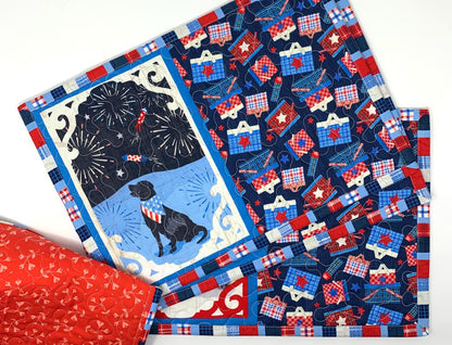 Patriotic Placemat Set, Qulted Place Mats, Independence Day, Fourth of July, Handmade