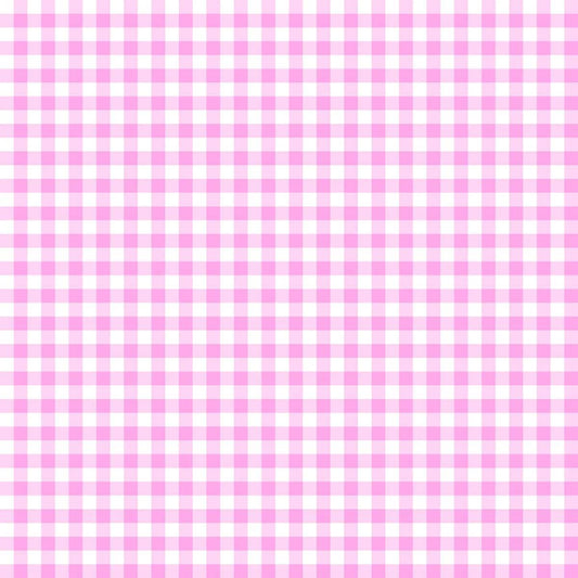 Pink White Gingham Check, Bubble Gum Pink, Wilmington Prints, Pink Cotton Fabric Yardage