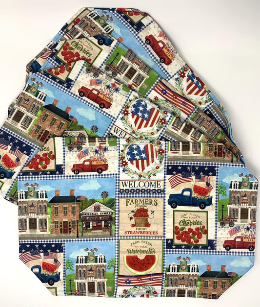 set of 4 or 6 octagon shaped patriotic Americana Place mats