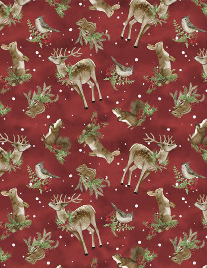 Christmas Winter Fabric Squares, Woodland Snowmen, Wilmington Prints, 5 inches, 42 squares