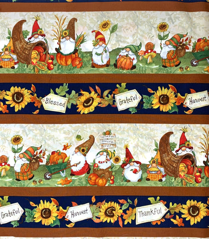 Gnome Repeating Stripe, Gnome-Kin Patch, Fall yardage, Susan Winget, Wilmington Prints