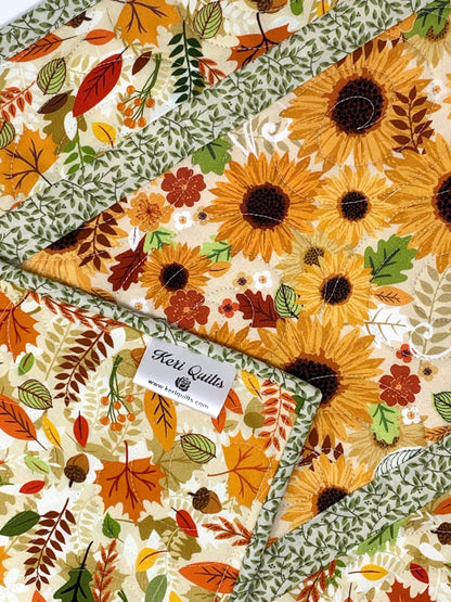 Sunflower Fall Table Runner Quilt, Yellow, Brown, Green,Handmade Quilt