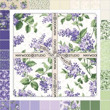 Purple Green Floral Layer Cake, Lilac Lane, Purple, Green, Maywood Studio, 10 inch squares