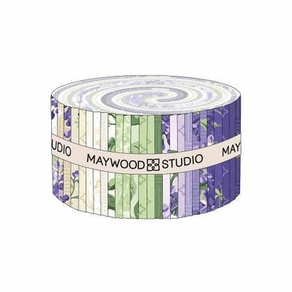 Purple Green Floral Fabric Strips, Jelly Roll, Lilac Lane, Purple, Green, Lavender, Flowers, 40 Strips Total, Quilt Fabric, Binding